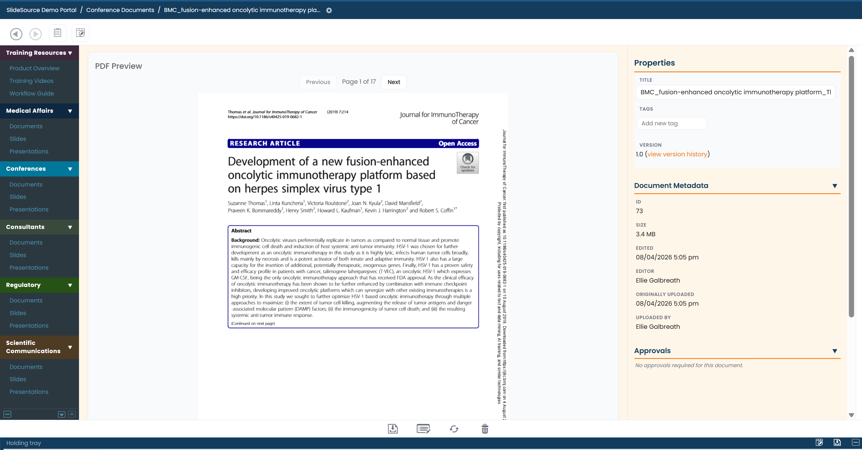 A document open in preview inside a Document folder